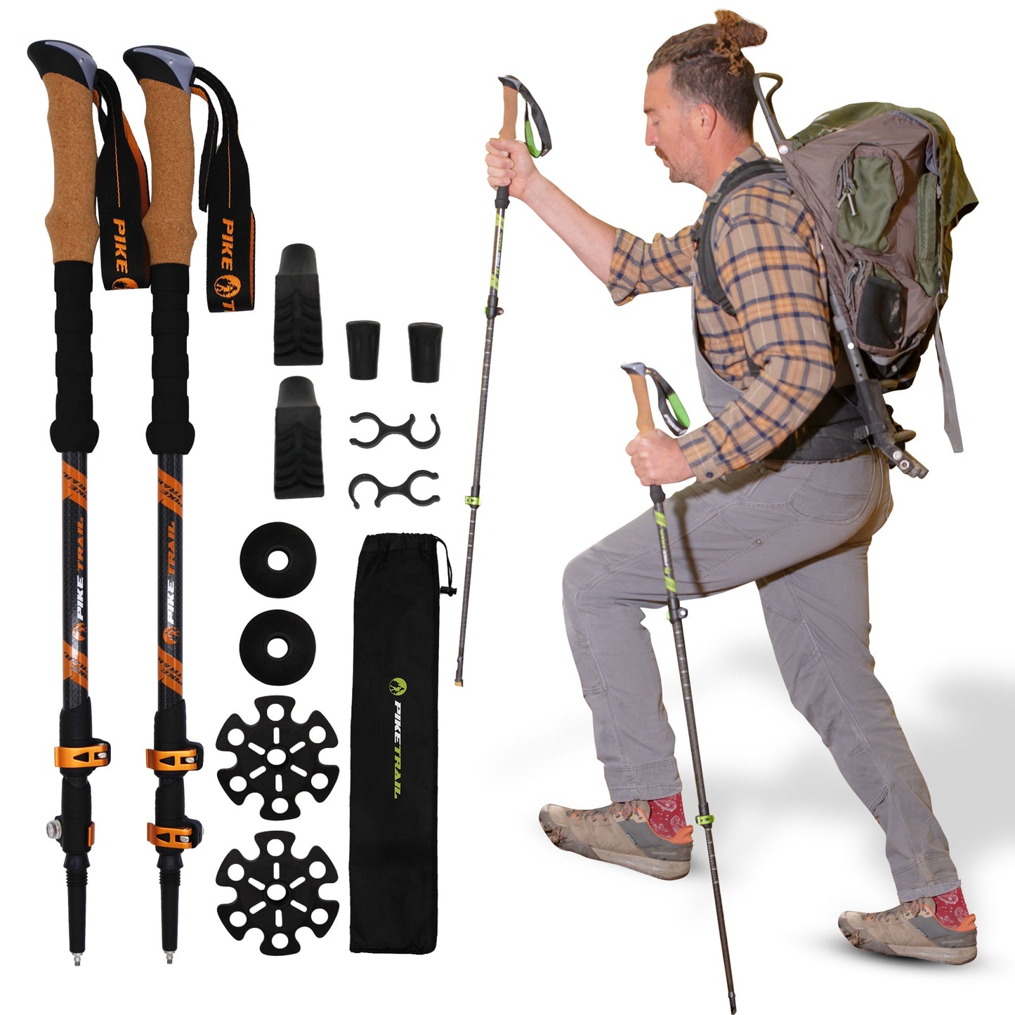 Pike Trail Carbon Fiber Trekking Poles: High Performance Hiking Sticks for Hiking, Hunting, Trekking and Nordic Walking