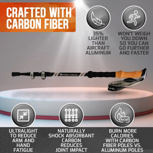 Pike Trail Carbon Fiber Trekking Poles: High Performance Hiking Sticks for Hiking, Hunting, Trekking and Nordic Walking - Tanks Treasures