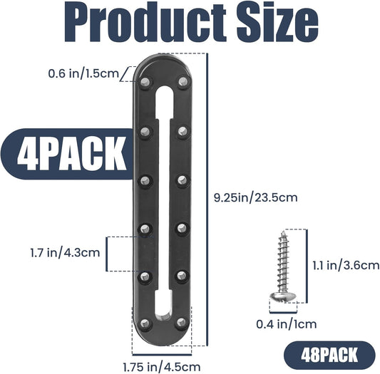 9 in Kayak Track Mount, Kayak Rail Track,Kayak Low Profile Gear Track for Fishing Rod Holder, Cup Holder, Paddle Holders, Anchor Cleats,Kayak Track Accessories,12 Holes, 4 Pieces - Tanks Treasures