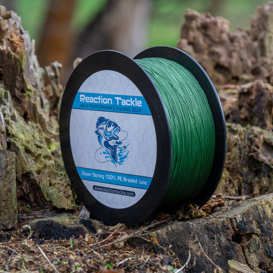 Reaction Tackle Braided Fishing Line - NO FADE Low-Vis Green - Tanks Treasures