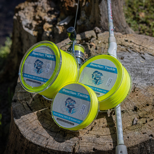 Reaction Tackle Braided Fishing Line - Hi-Vis Yellow - Tanks Treasures