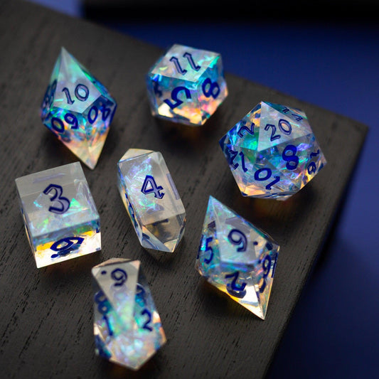 Purple Energy Handmade Resin DND Runic Dice Set