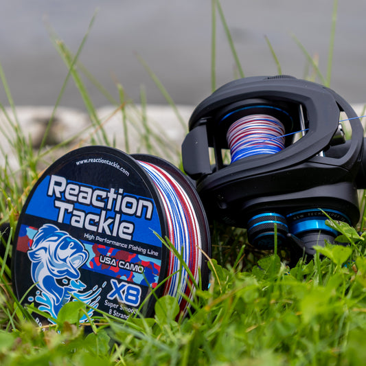 Reaction Tackle X8 Braided Fishing Line - USA Camo 8 Strand - NEW - Tanks Treasures