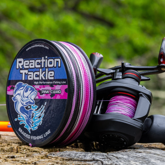 Reaction Tackle Braided Fishing Line - Pink Camo - NEW - Tanks Treasures