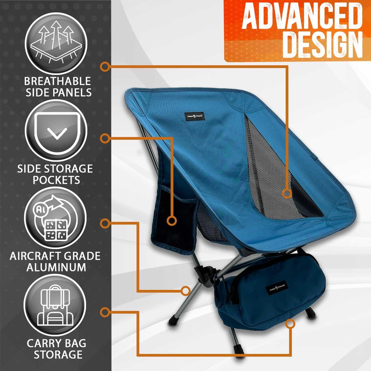 Pike Trail Ultralight Compact Outdoor Camping Tailgate Festival Beach Chair - Tanks Treasures