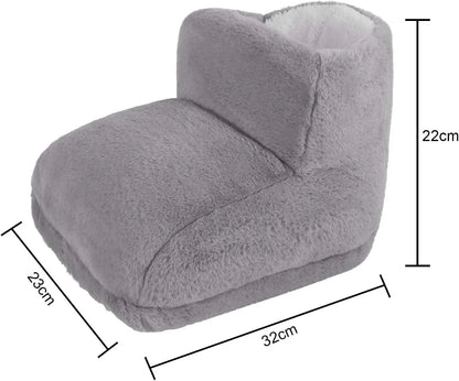 USB Electric Heated Foot Shoes Thick Plush Foot Heater Winter Heating Pad Cushion Heat Therapy Feet Warmer Boots Slipper Shoes, Gray, One Size - Tanks Treasures