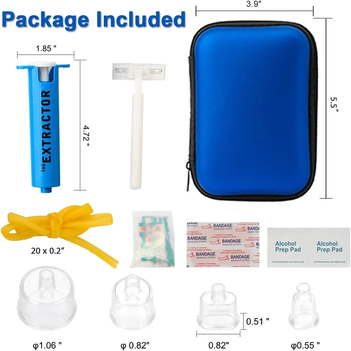 Snake Bite Kit, Bee Sting Kit, Emergency First Aid Supplies, Venom Extractor Suction Pump, Bite and Sting First Aid for Hiking, Backpacking and Camping. Includes Bonus CPR Face Shield (Blue) - Tanks Treasures
