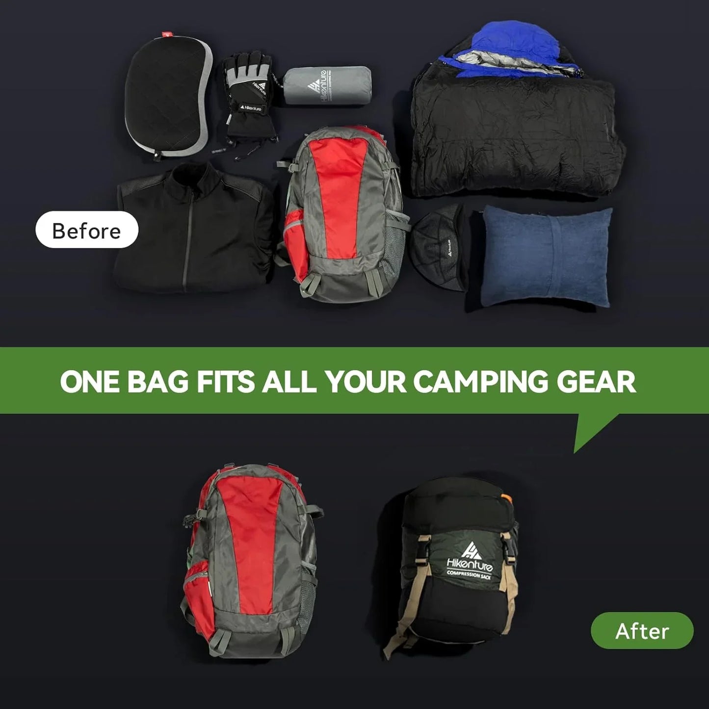 Compression Sack for Sleeping Bag, Upgrade Anti-Tear Nylon Sleeping Bag Stuff Sack, 10L/14L/20L/30L Water-Resistant Compression Bag, Storage Bag - Tanks Treasures