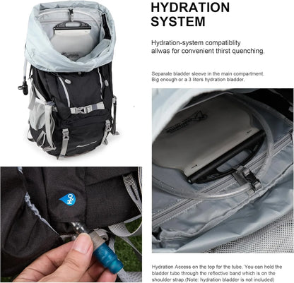 70L Internal Frame Backpack Camping Backpacking Hiking Backpack for Men Women with Rain Cover - Tanks Treasures