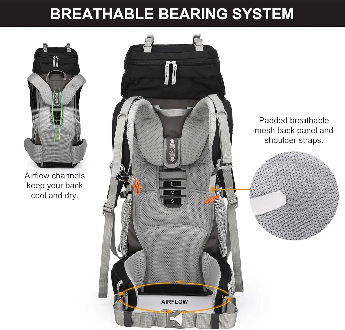70L Internal Frame Backpack Camping Backpacking Hiking Backpack for Men Women with Rain Cover - Tanks Treasures