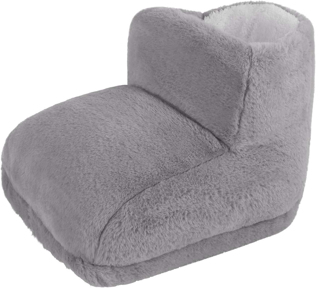 USB Electric Heated Foot Shoes Thick Plush Foot Heater Winter Heating Pad Cushion Heat Therapy Feet Warmer Boots Slipper Shoes, Gray, One Size - Tanks Treasures