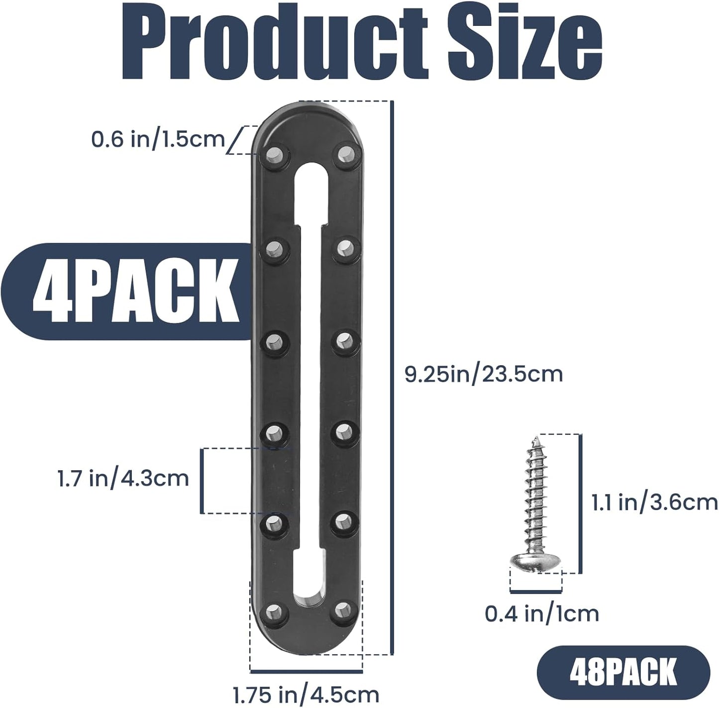 9 in Kayak Track Mount, Kayak Rail Track,Kayak Low Profile Gear Track for Fishing Rod Holder, Cup Holder, Paddle Holders, Anchor Cleats,Kayak Track Accessories,12 Holes, 4 Pieces - Tanks Treasures