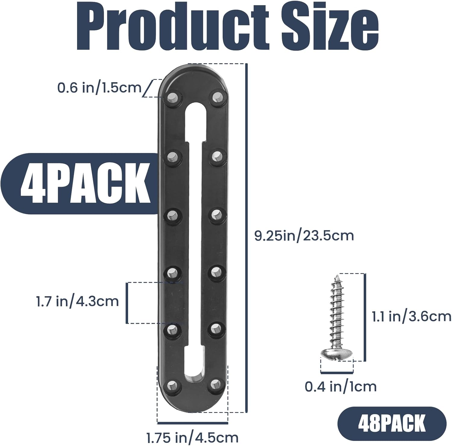 9 in Kayak Track Mount, Kayak Rail Track,Kayak Low Profile Gear Track for Fishing Rod Holder, Cup Holder, Paddle Holders, Anchor Cleats,Kayak Track Accessories,12 Holes, 4 Pieces - Tanks Treasures