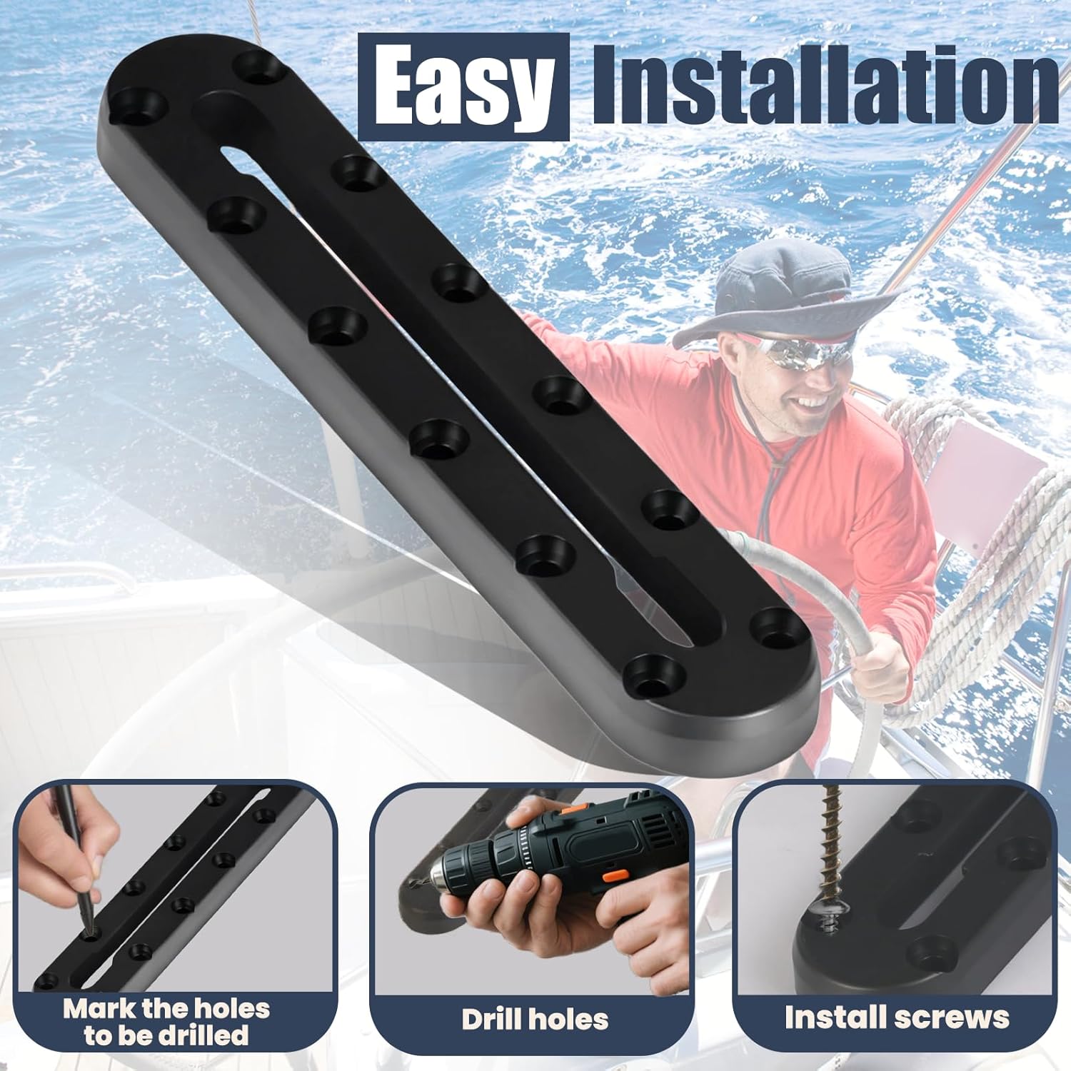 9 in Kayak Track Mount, Kayak Rail Track,Kayak Low Profile Gear Track for Fishing Rod Holder, Cup Holder, Paddle Holders, Anchor Cleats,Kayak Track Accessories,12 Holes, 4 Pieces - Tanks Treasures