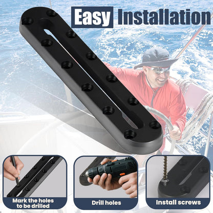 9 in Kayak Track Mount, Kayak Rail Track,Kayak Low Profile Gear Track for Fishing Rod Holder, Cup Holder, Paddle Holders, Anchor Cleats,Kayak Track Accessories,12 Holes, 4 Pieces - Tanks Treasures