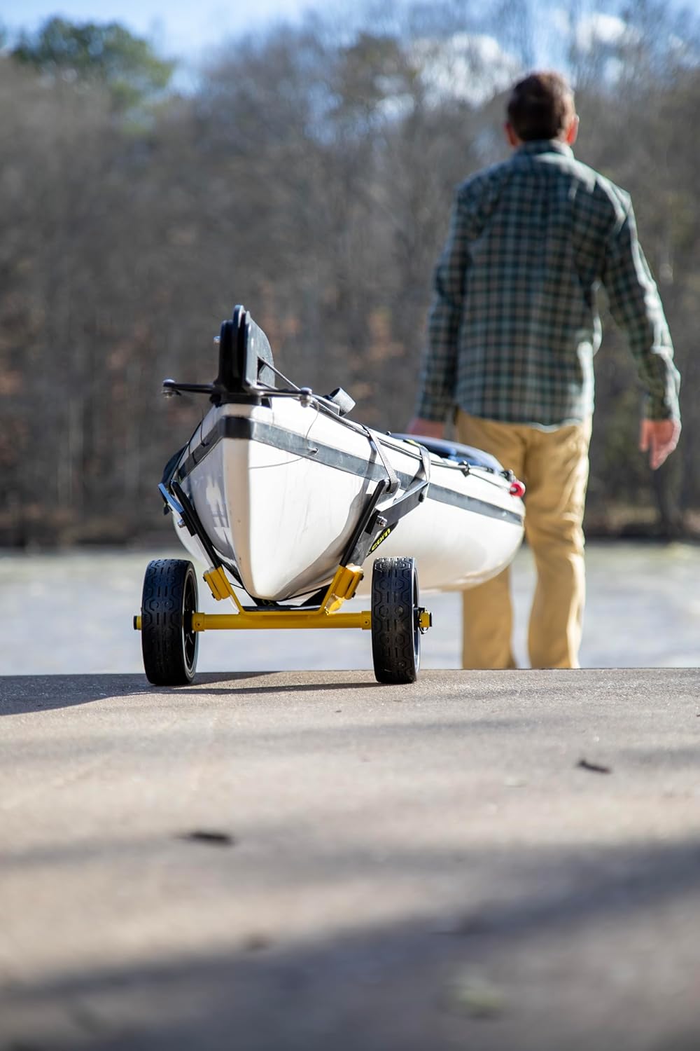 Suspenz Kayak Canoe Stern Cart, EZ-Stow Transport Trolley with Straps, Lightweight, Compact Aluminum Frame, 130 lb Load Capacity (22-1199) - Tanks Treasures