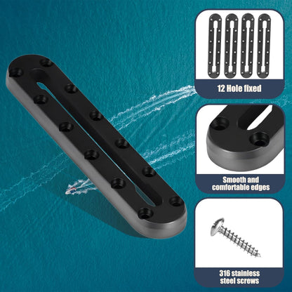 9 in Kayak Track Mount, Kayak Rail Track,Kayak Low Profile Gear Track for Fishing Rod Holder, Cup Holder, Paddle Holders, Anchor Cleats,Kayak Track Accessories,12 Holes, 4 Pieces - Tanks Treasures