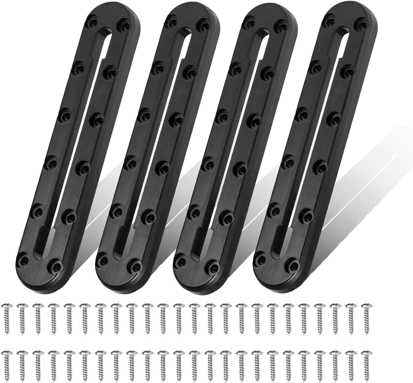 9 in Kayak Track Mount, Kayak Rail Track,Kayak Low Profile Gear Track for Fishing Rod Holder, Cup Holder, Paddle Holders, Anchor Cleats,Kayak Track Accessories,12 Holes, 4 Pieces - Tanks Treasures