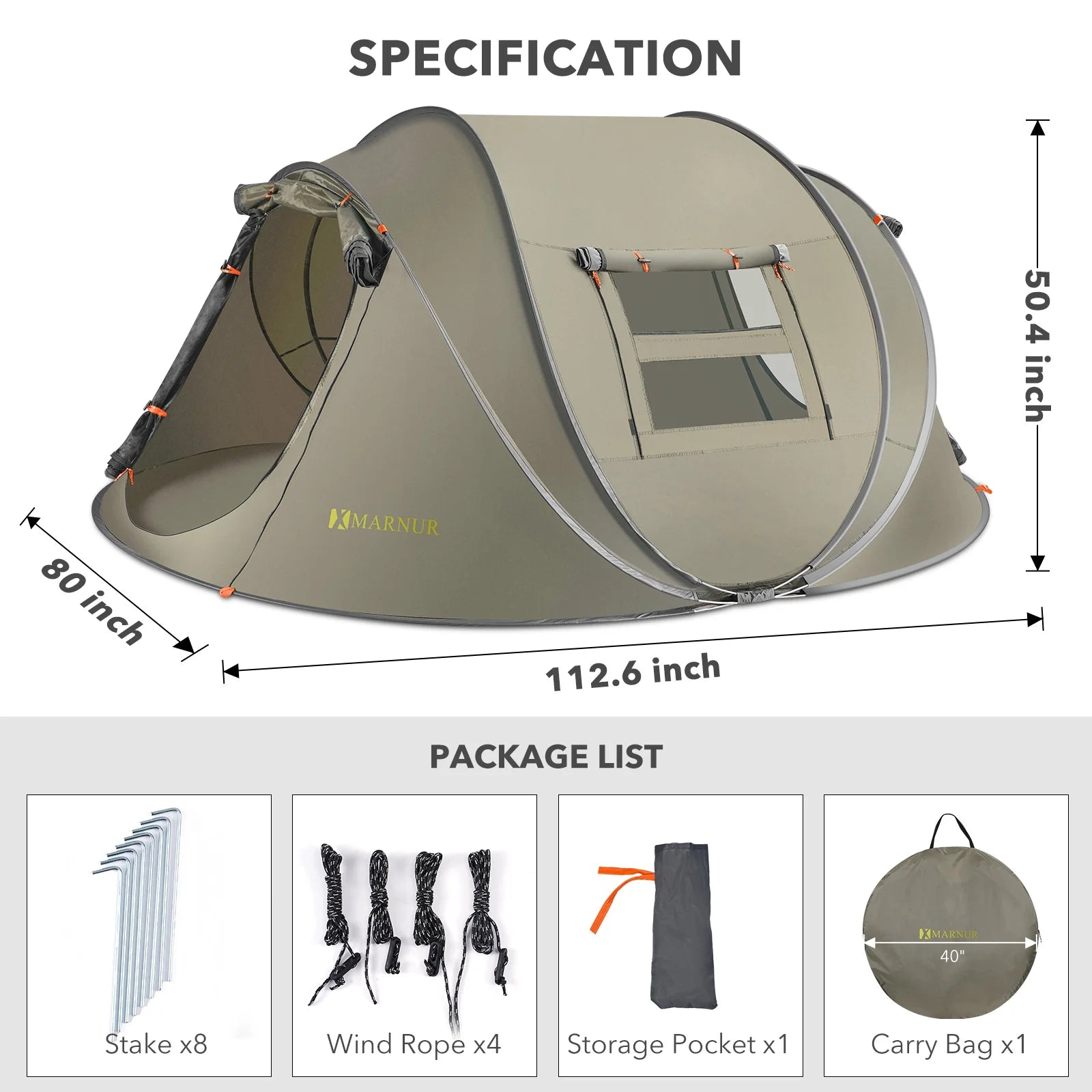 Instant Tent 4-Person Camp Tent, Auto Setup Pop up Tent, Waterproof, Huge Door & Windows, Green - Tanks Treasures