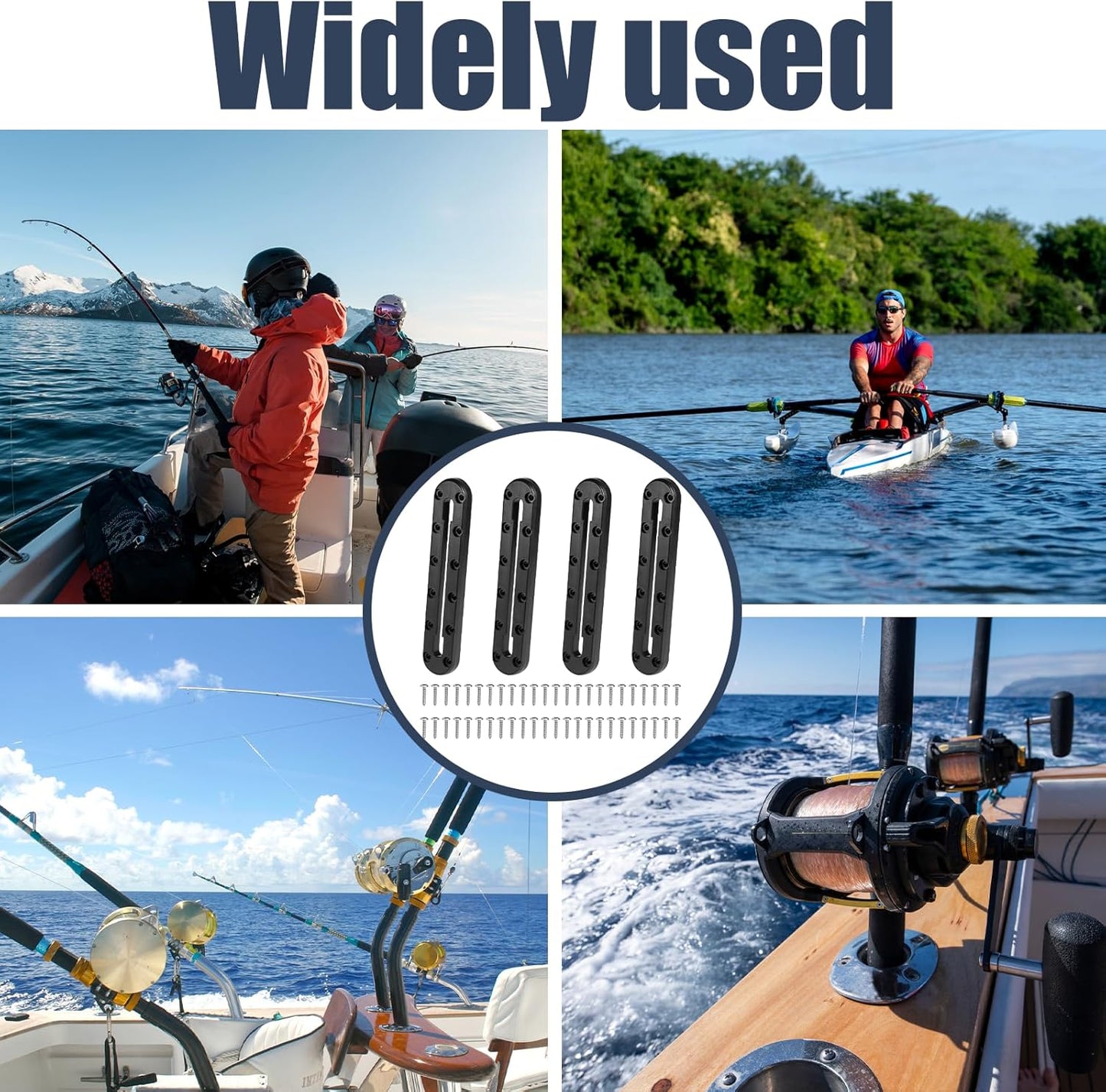 9 in Kayak Track Mount, Kayak Rail Track,Kayak Low Profile Gear Track for Fishing Rod Holder, Cup Holder, Paddle Holders, Anchor Cleats,Kayak Track Accessories,12 Holes, 4 Pieces - Tanks Treasures