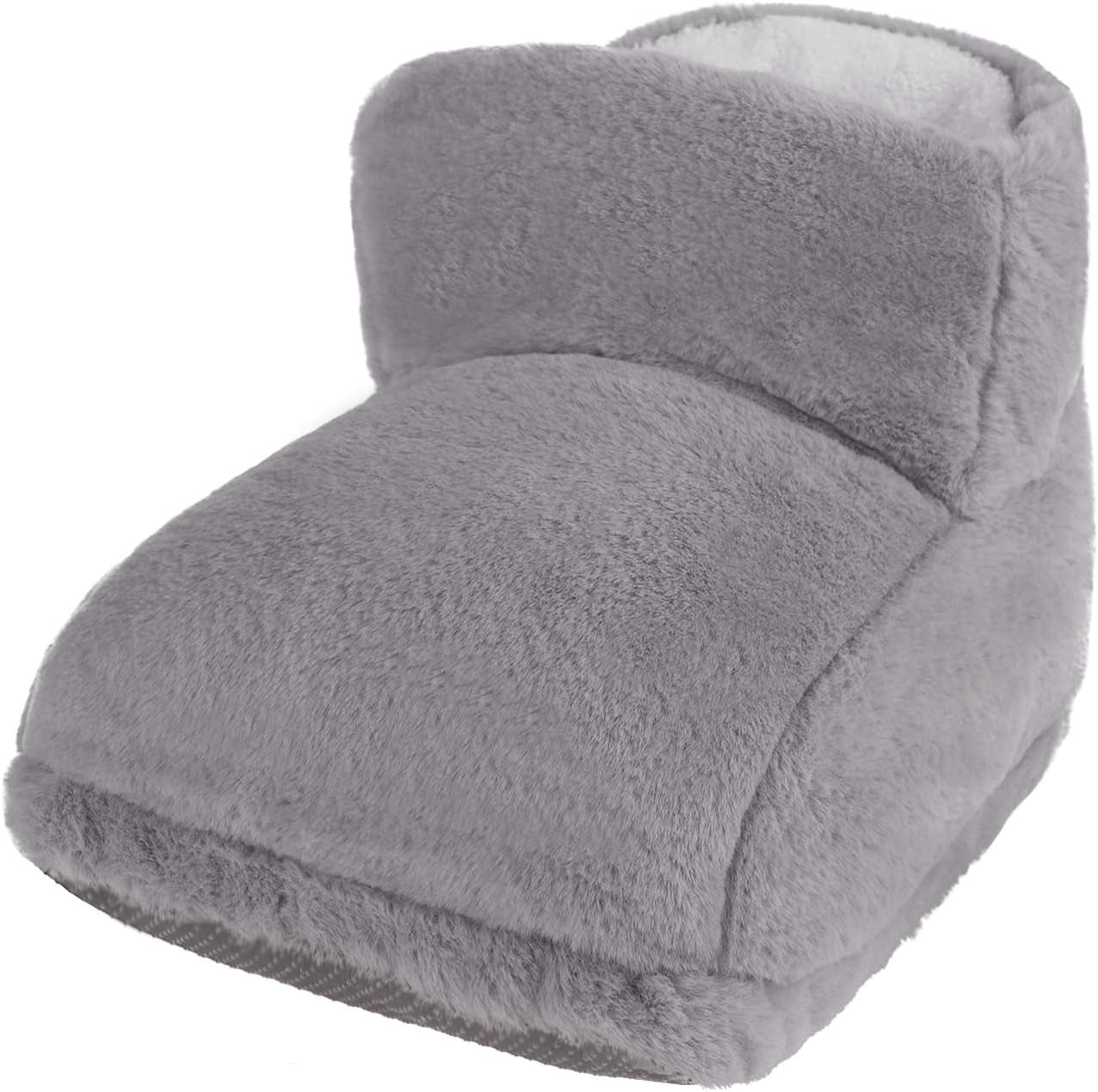 USB Electric Heated Foot Shoes Thick Plush Foot Heater Winter Heating Pad Cushion Heat Therapy Feet Warmer Boots Slipper Shoes, Gray, One Size - Tanks Treasures