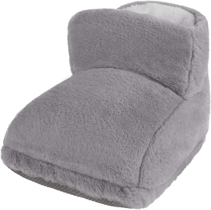 USB Electric Heated Foot Shoes Thick Plush Foot Heater Winter Heating Pad Cushion Heat Therapy Feet Warmer Boots Slipper Shoes, Gray, One Size - Tanks Treasures
