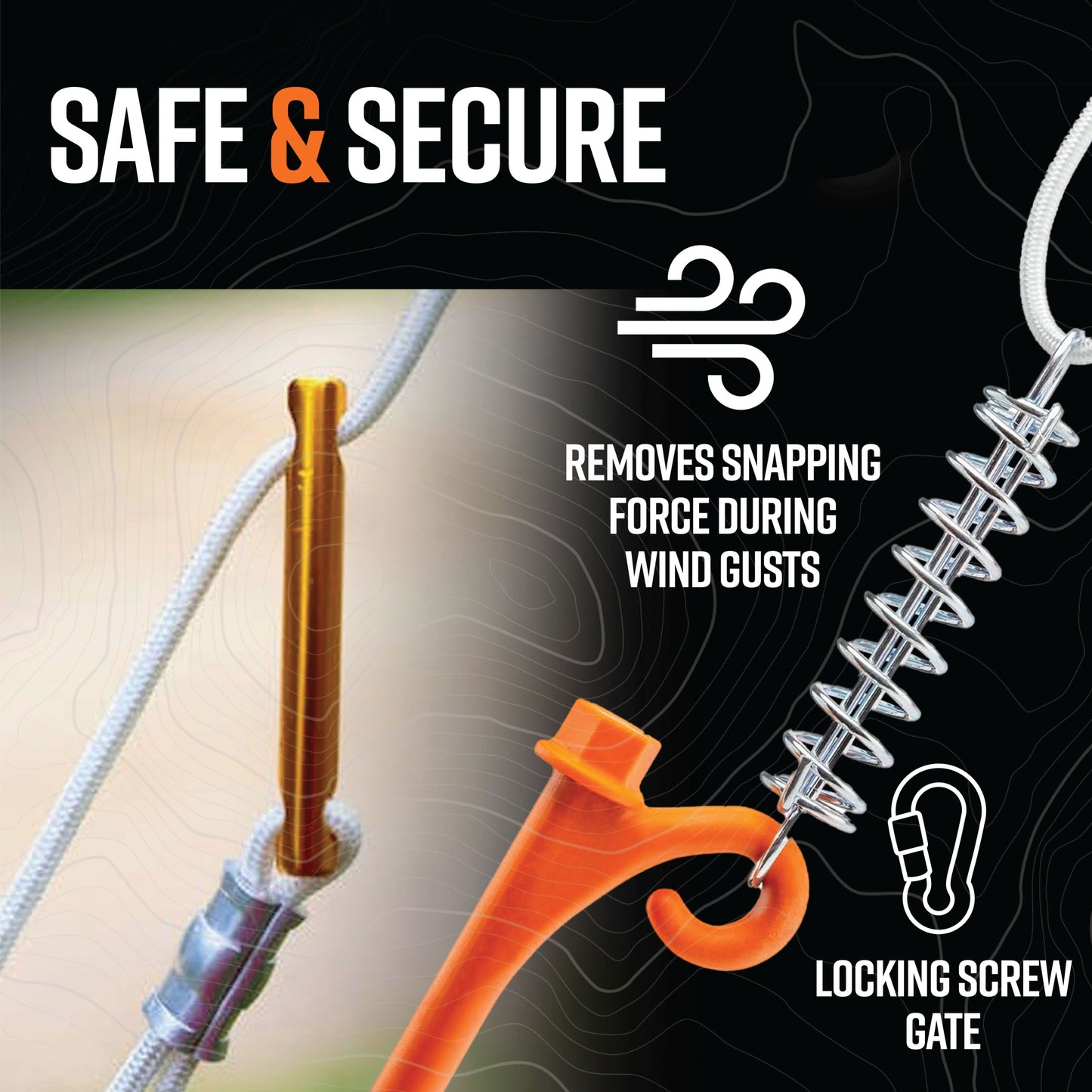 GroundGrabba Lite 12 Pack Camping Kit with Spring Ropes
