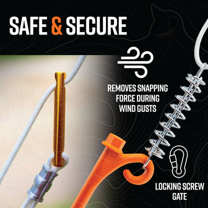GroundGrabba Lite 12 Pack Camping Kit with Spring Ropes