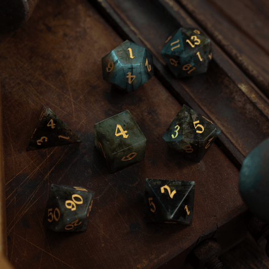 Labradorite Gemstone DND Dice Set