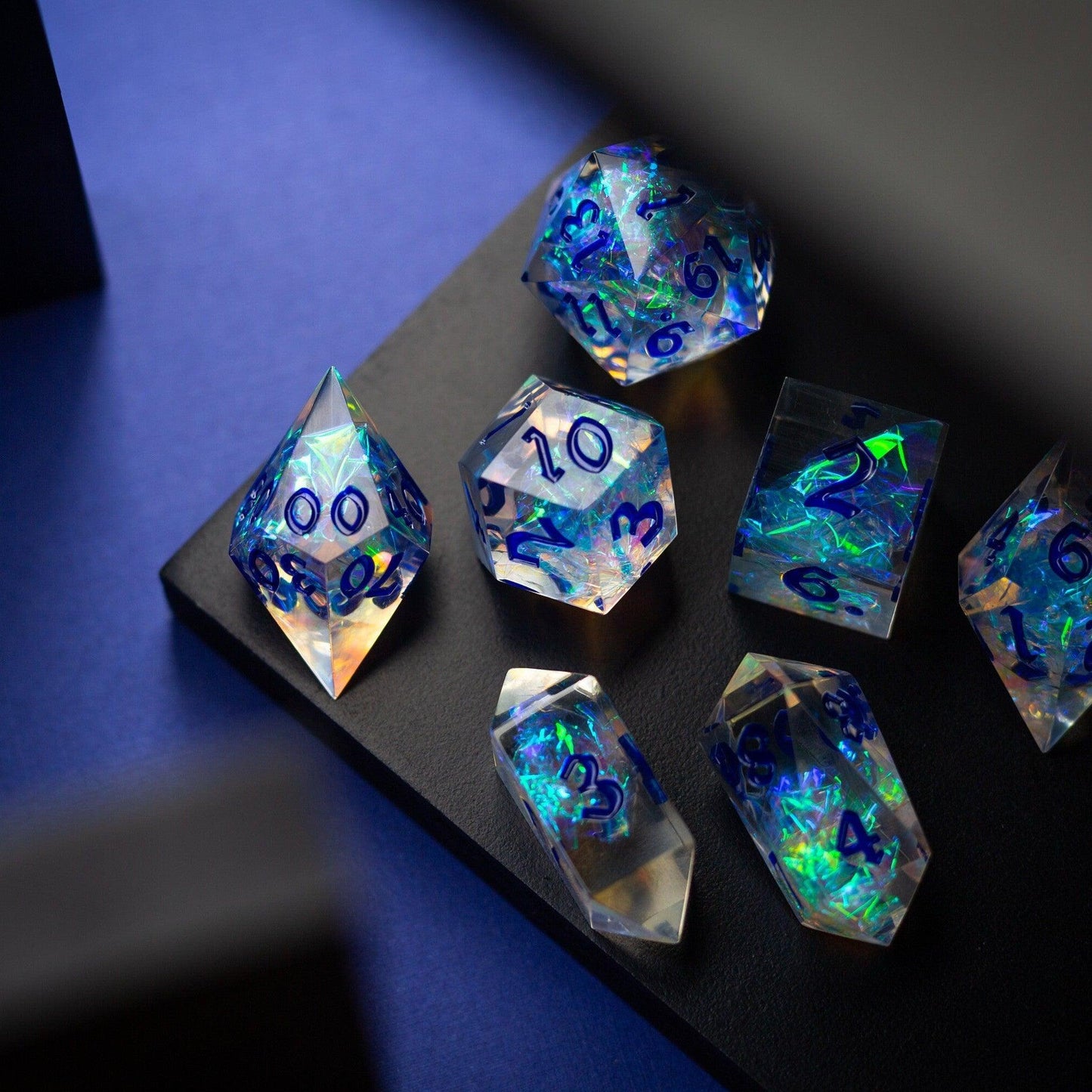 Purple Energy Handmade Resin DND Runic Dice Set