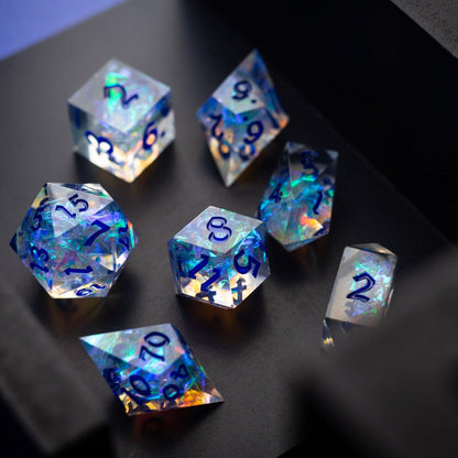 Purple Energy Handmade Resin DND Runic Dice Set
