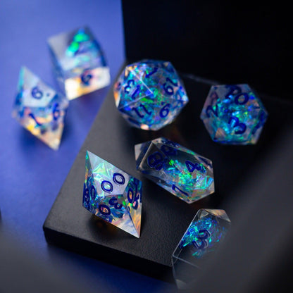 Purple Energy Handmade Resin DND Runic Dice Set