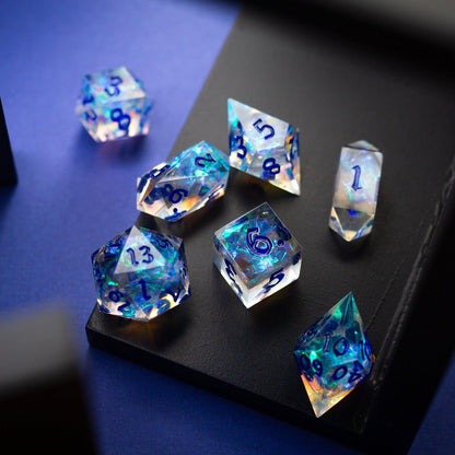 Purple Energy Handmade Resin DND Runic Dice Set