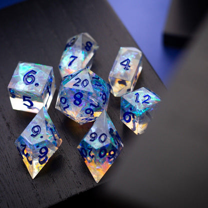 Purple Energy Handmade Resin DND Runic Dice Set