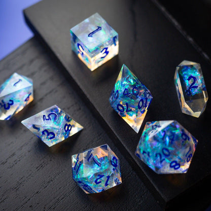 Purple Energy Handmade Resin DND Runic Dice Set