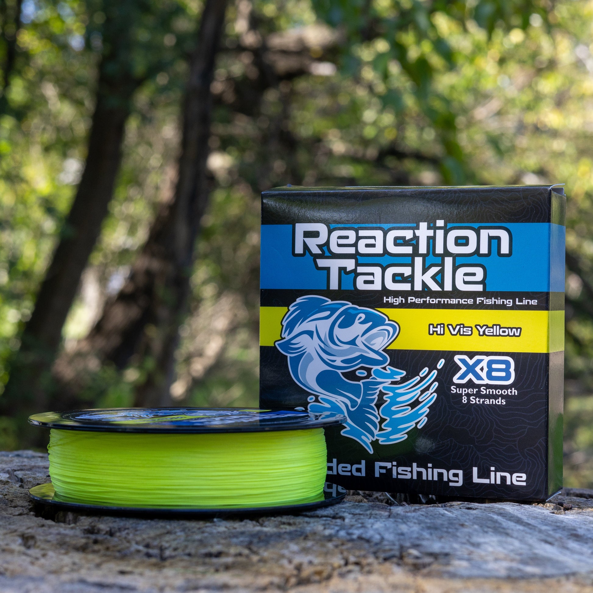 Reaction Tackle X8 Braided Fishing Line - Hi Vis Yellow 8 Strand - Tanks Treasures