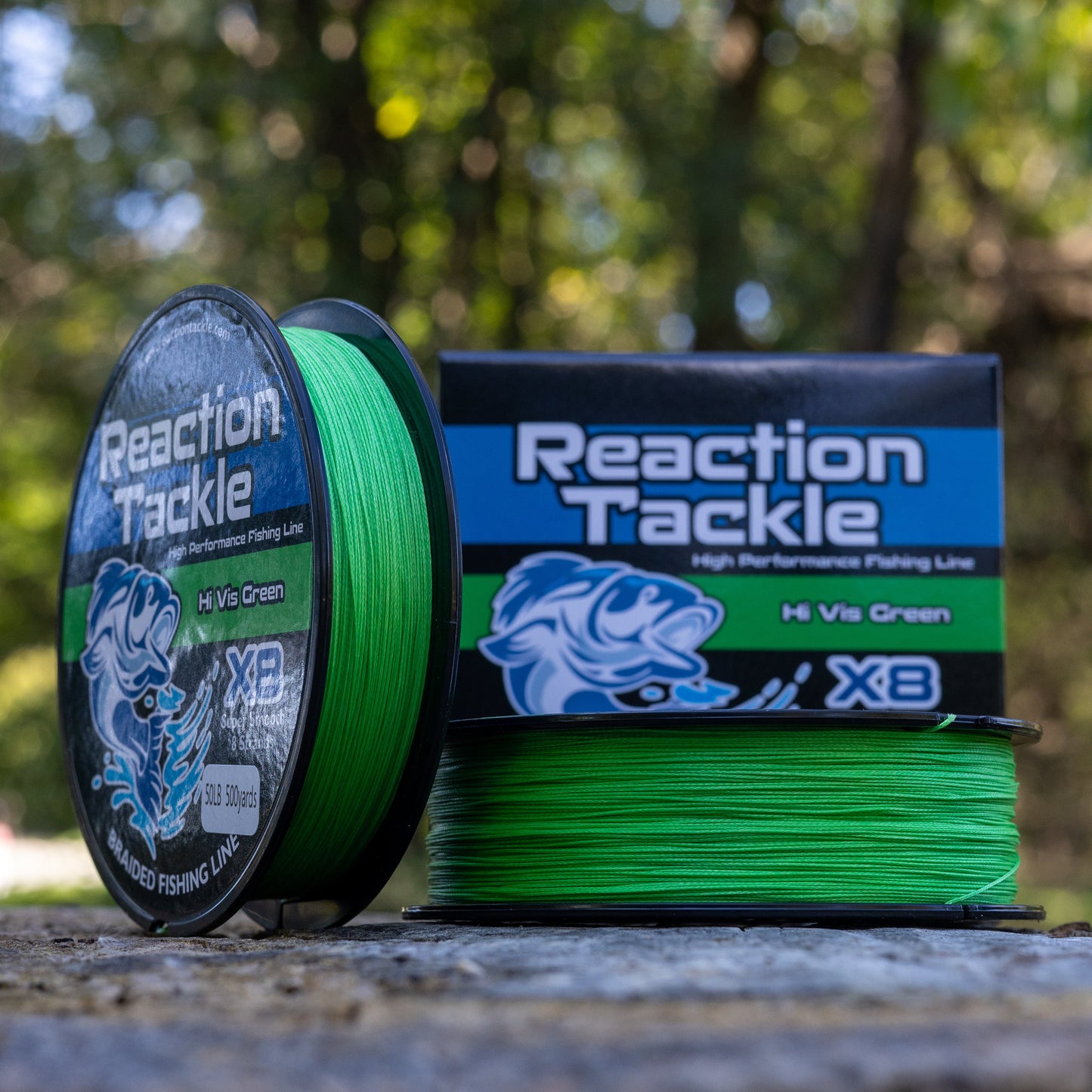 Reaction Tackle X8 Braided Fishing Line - Hi Vis Green 8 Strand - Tanks Treasures