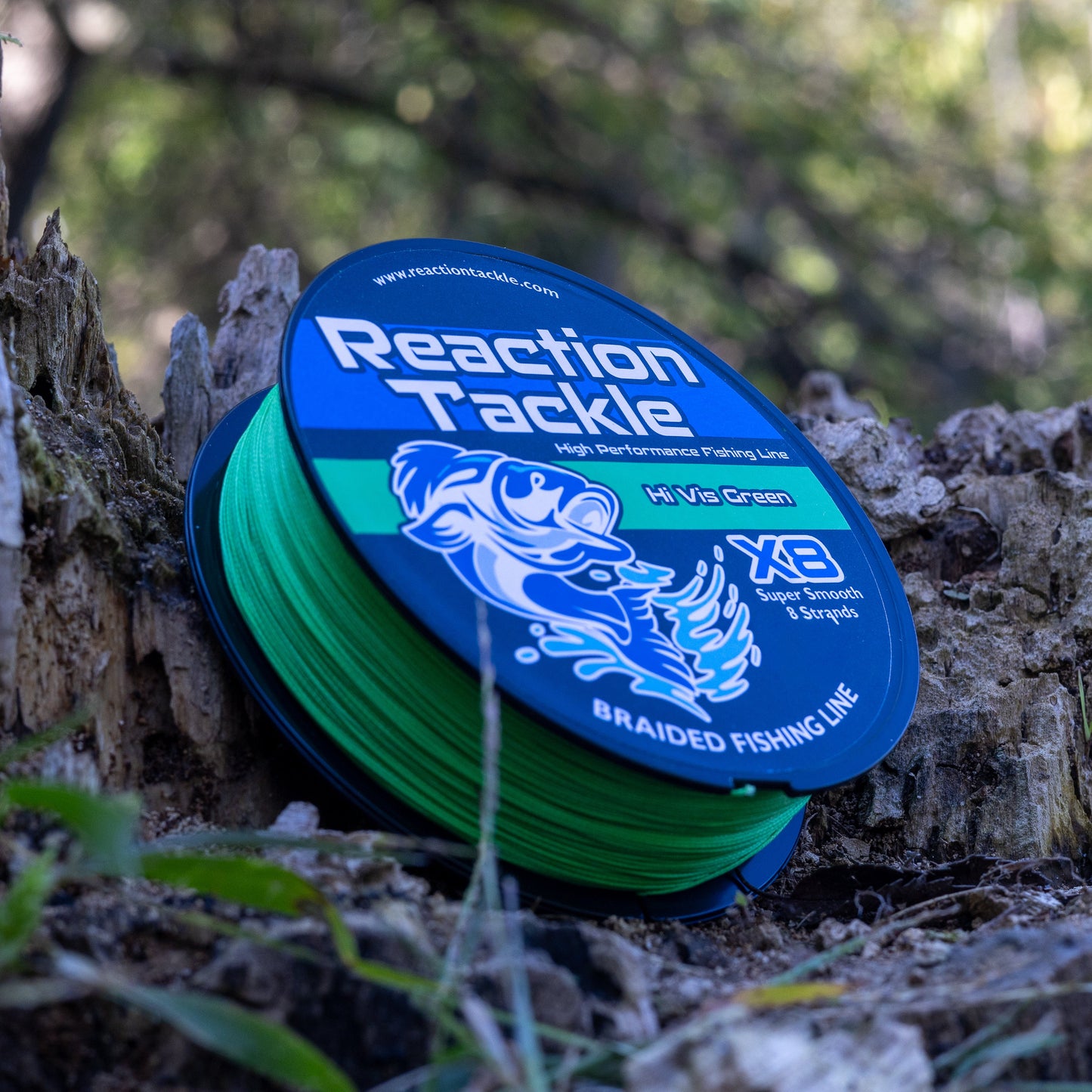Reaction Tackle X8 Braided Fishing Line - Hi Vis Green 8 Strand - Tanks Treasures