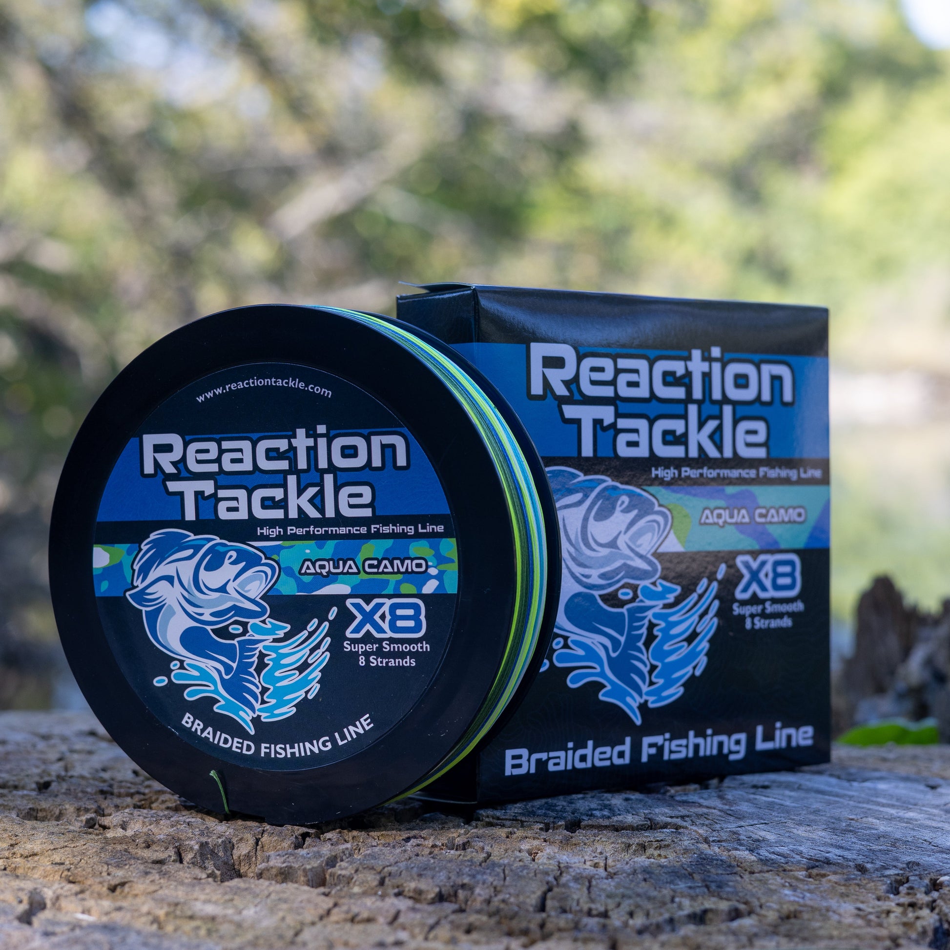 Reaction Tackle X8 Braided Fishing Line- Aqua Camo 8 Strand - Tanks Treasures