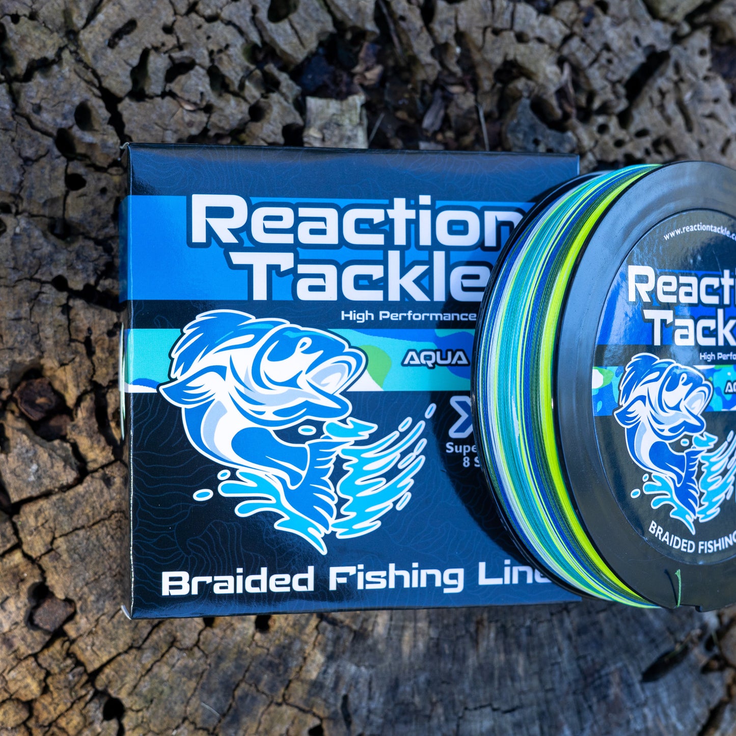 Reaction Tackle X8 Braided Fishing Line- Aqua Camo 8 Strand - Tanks Treasures
