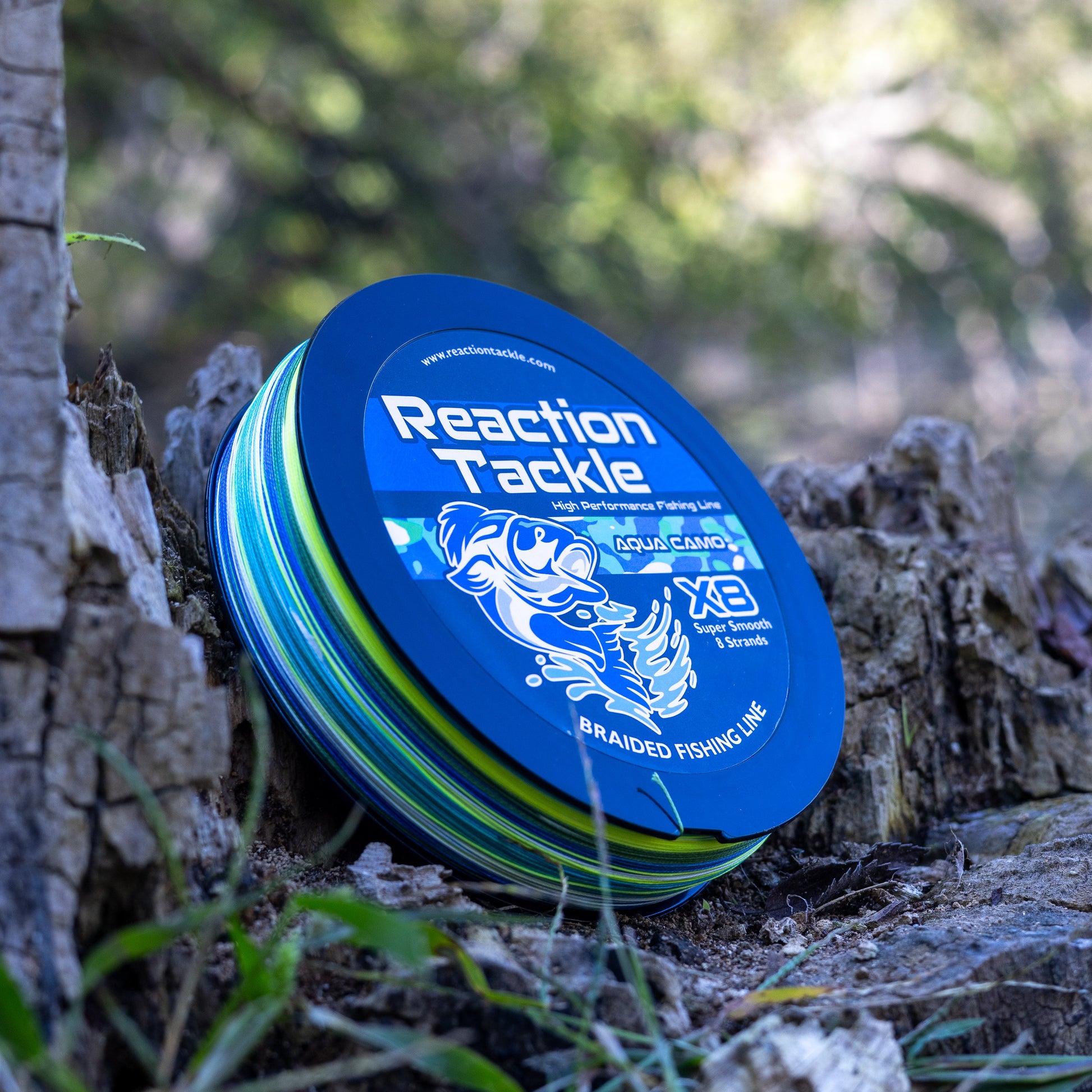 Reaction Tackle X8 Braided Fishing Line- Aqua Camo 8 Strand - Tanks Treasures