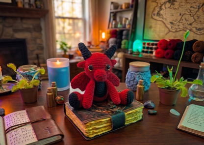 Crochet Dragon on a book