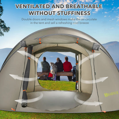 Instant Tent 4-Person Camp Tent, Auto Setup Pop up Tent, Waterproof, Huge Door & Windows, Green - Tanks Treasures