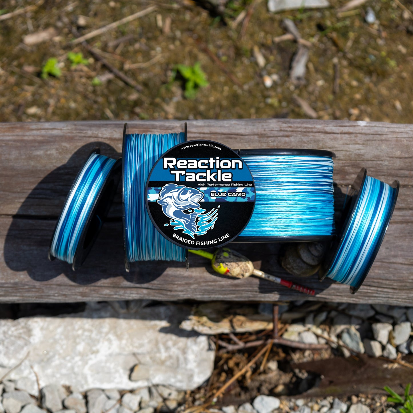 Reaction Tackle Braided Fishing Line - Blue Camo - Tanks Treasures