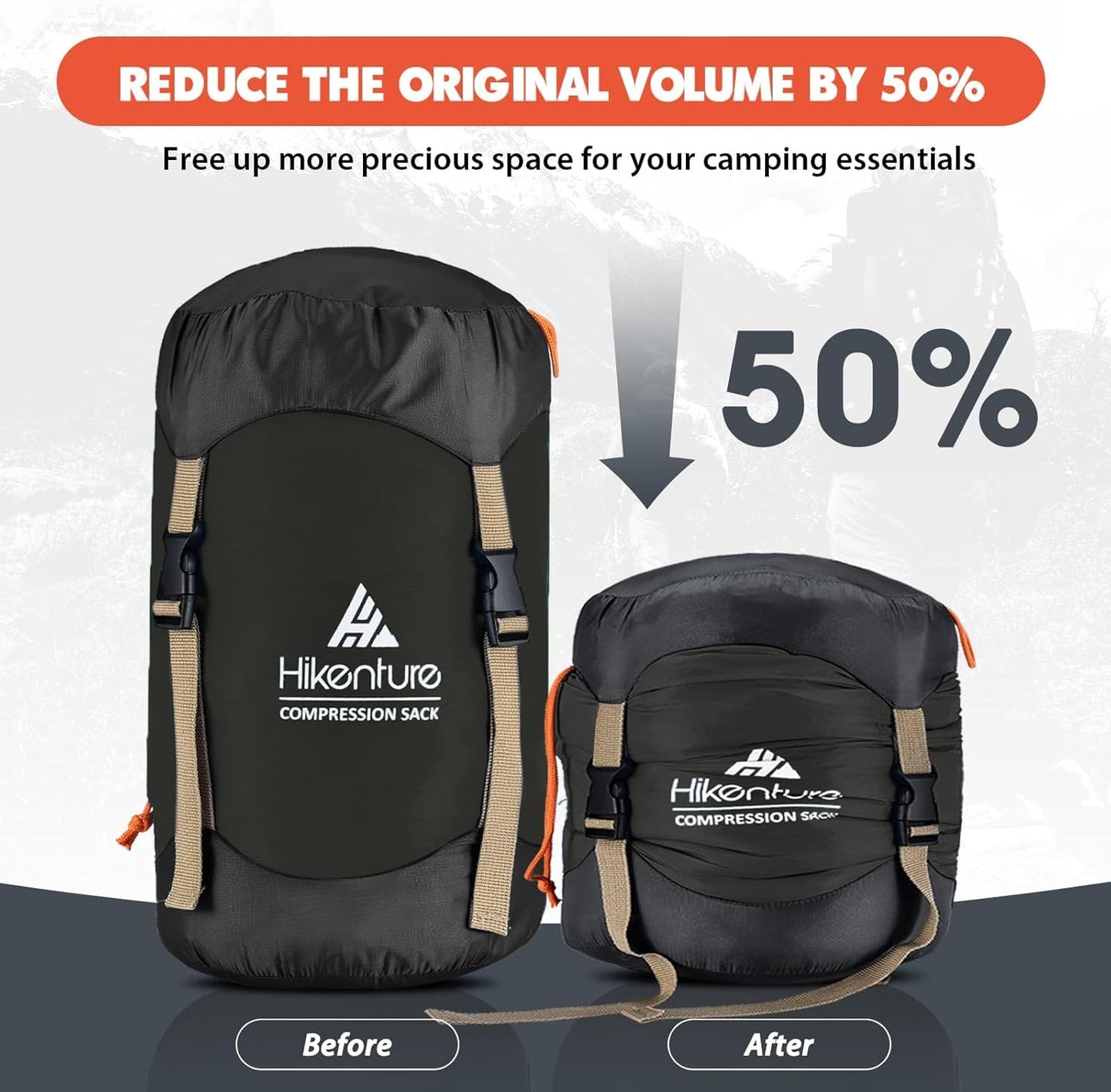 Compression Sack for Sleeping Bag, Upgrade Anti-Tear Nylon Sleeping Bag Stuff Sack, 10L/14L/20L/30L Water-Resistant Compression Bag, Storage Bag - Tanks Treasures