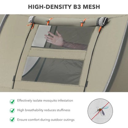 Instant Tent 4-Person Camp Tent, Auto Setup Pop up Tent, Waterproof, Huge Door & Windows, Green - Tanks Treasures