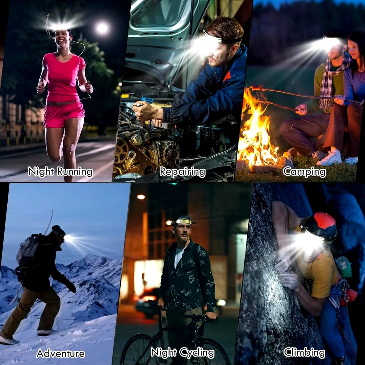 COB LED Headlamp Induction Head Lamp Built-In Battery USB Rechargeable Head Flashlight Outdoor Camping Fishing Sensor Headlight - Tanks Treasures