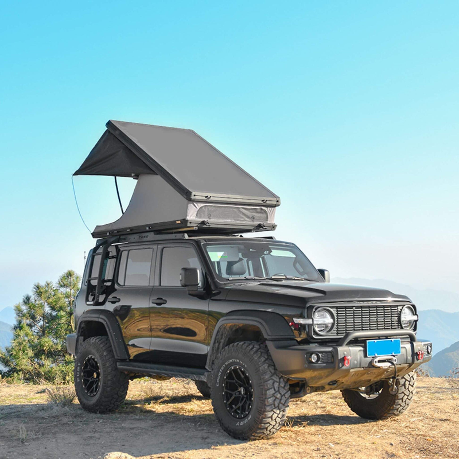 Heavy Duty 2-3 Person Hardshell Rooftop Tent With Ladder (SAK93120) - Tanks Treasures