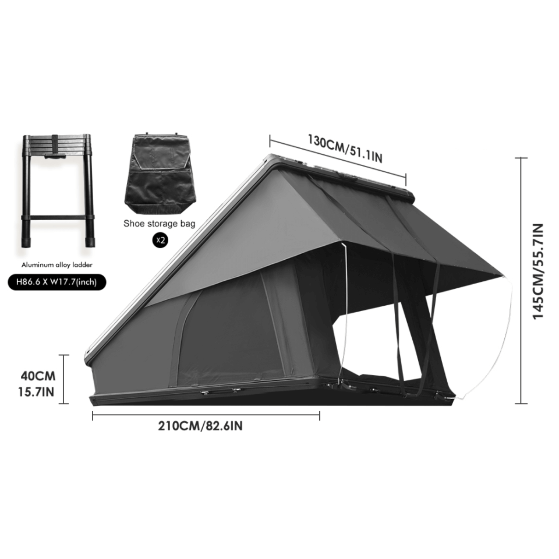 Heavy Duty 2-3 Person Hardshell Rooftop Tent With Ladder (SAK93120) - Tanks Treasures