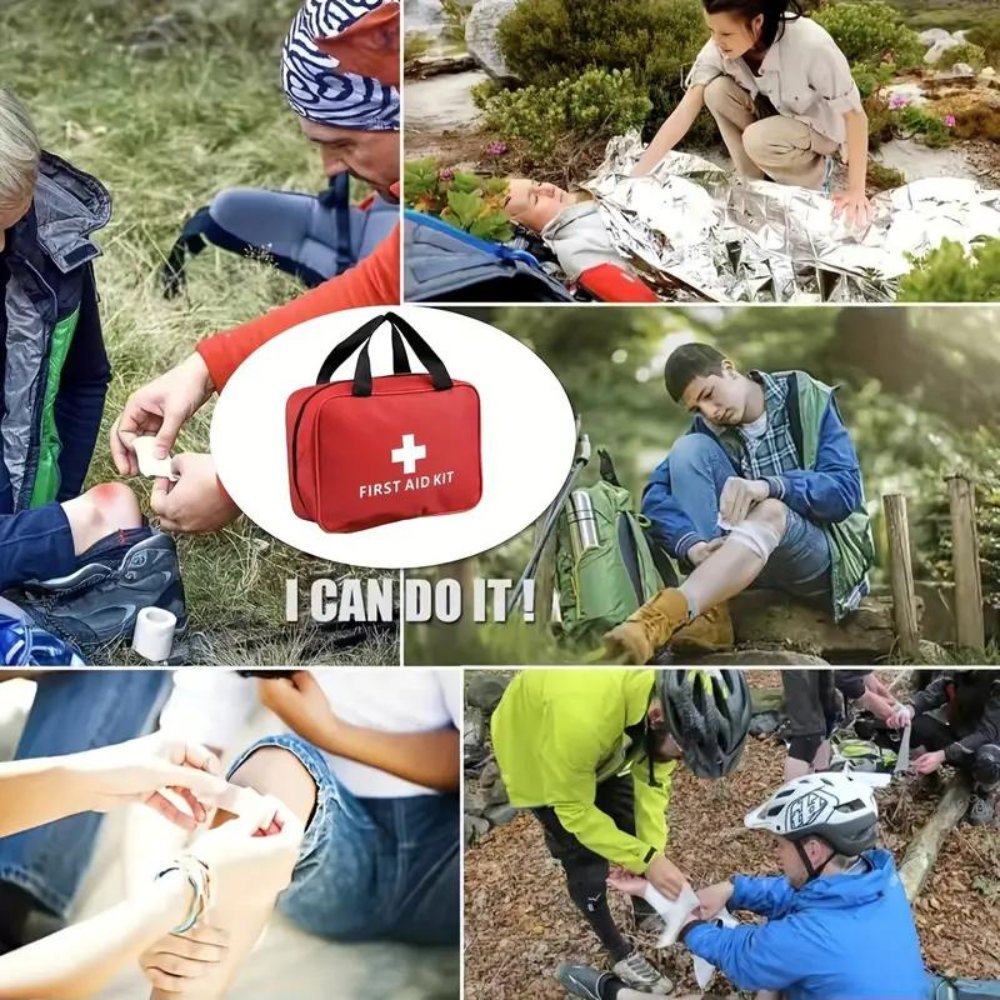 173pcs Large First Aid Kit: Portable Bag For Outdoor Hunting, Hiking, Camping And More - Including Emergency Supplies! - Tanks Treasures